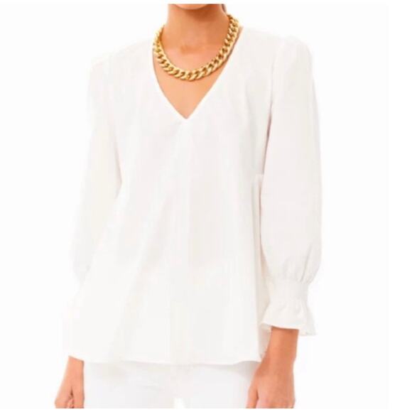 TUCKERNUCK Pomander Place White Easton Blouse Size Medium - Picture 6 of 8